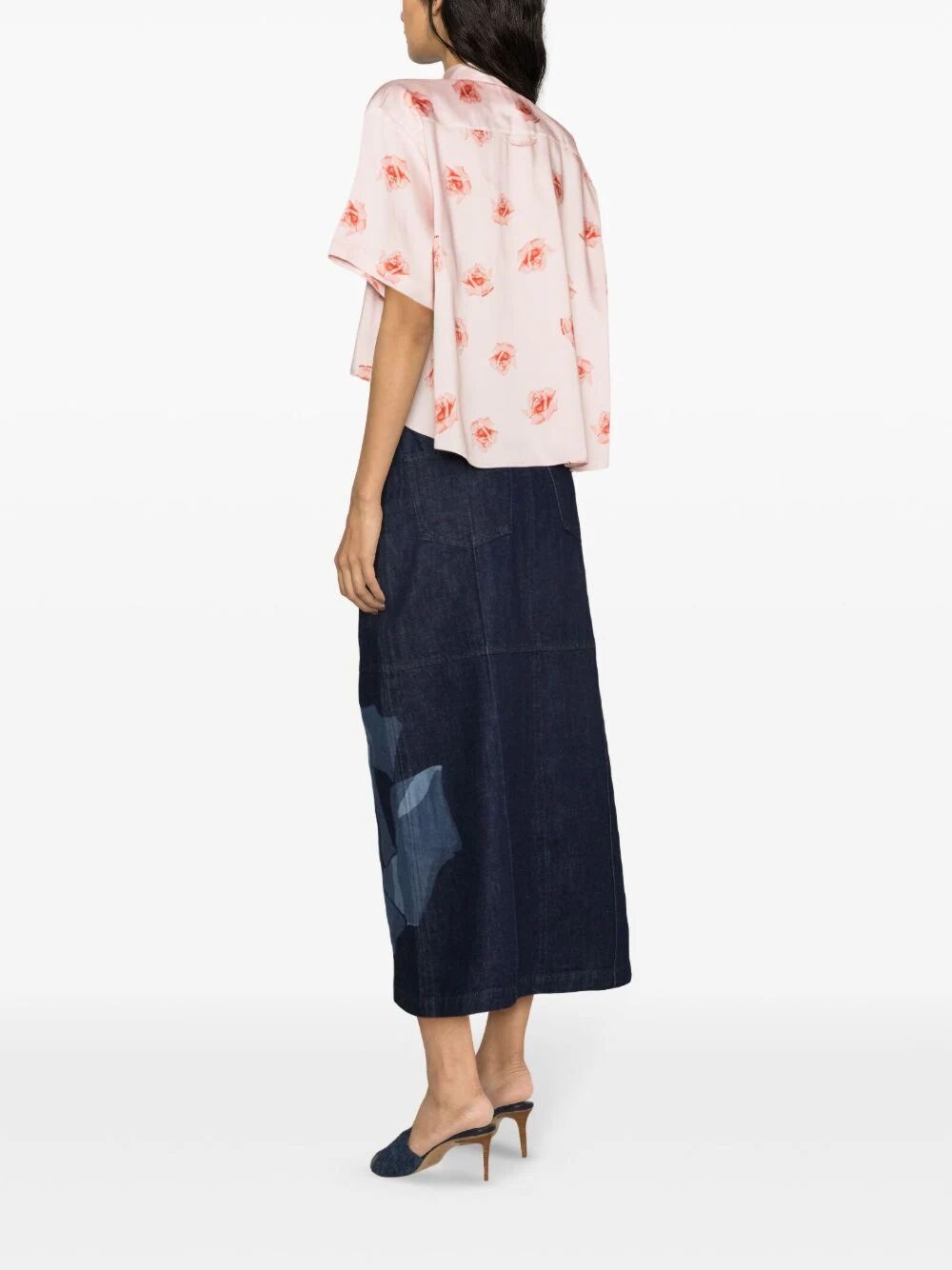 'kenzo rose' cropped dropped shoulders shirt - 8