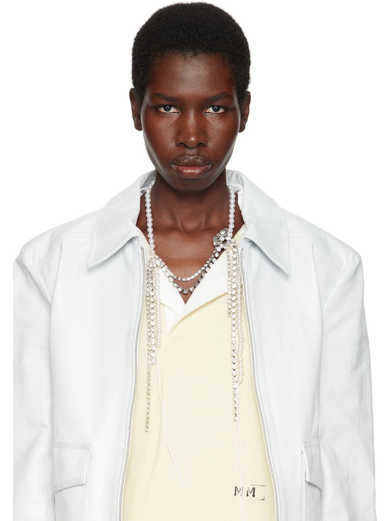 MM6 Maison Margiela White & Silver Object Trouve Necklace outlook