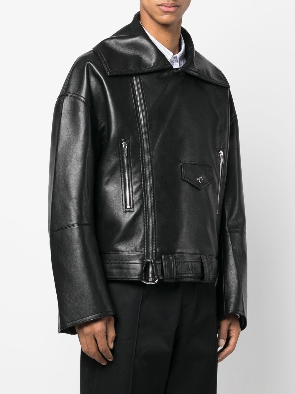 zipped biker jacket - 3