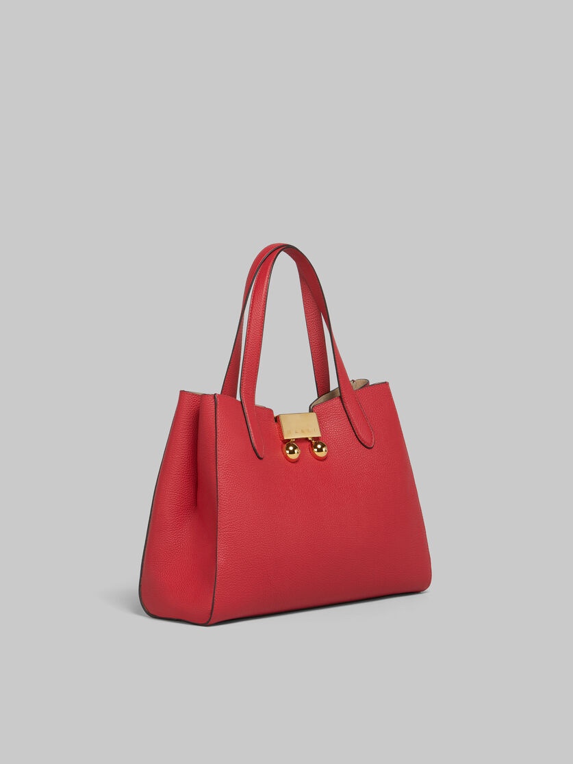 RED LEATHER TRUNKAROO TOTE HANDBAG - 6