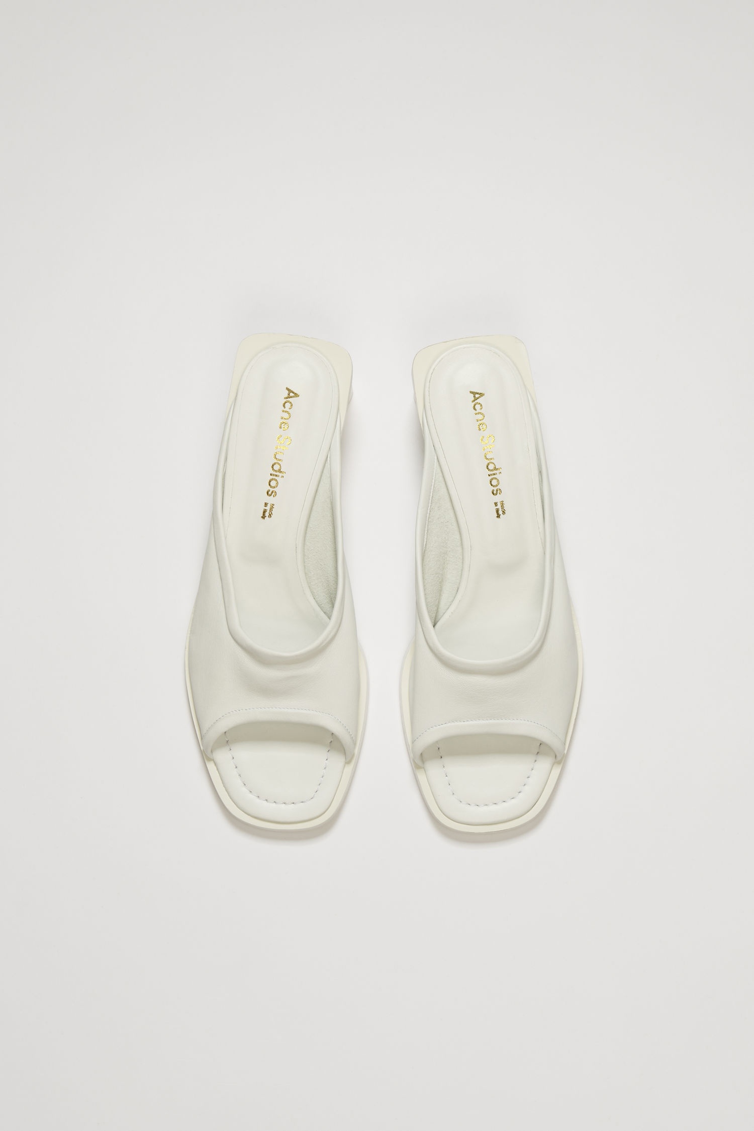 Open-toe leather mules white/white - 2