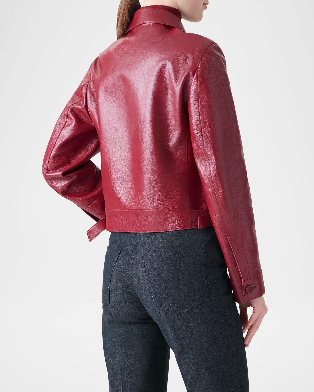 Peer Lacquered Leather Short Jacket - 3