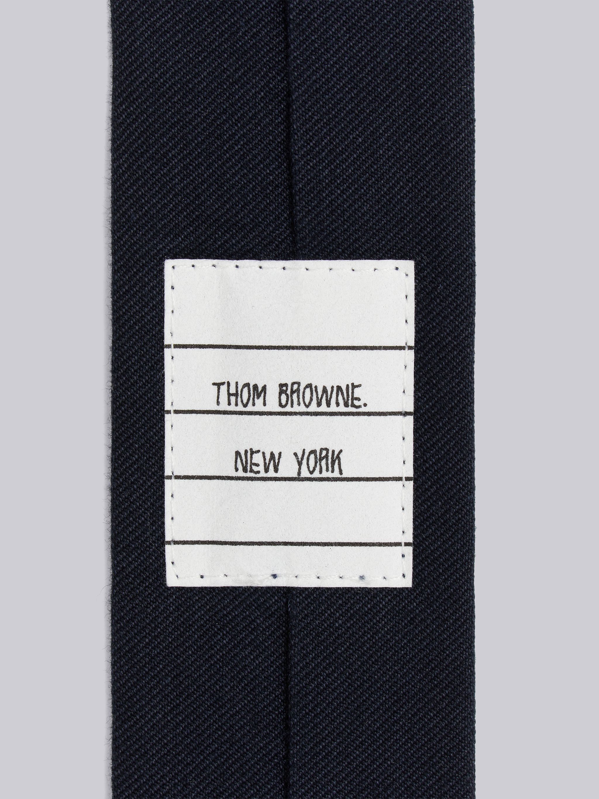 Navy Cotton Suiting Engineered 4-Bar Tie - 2