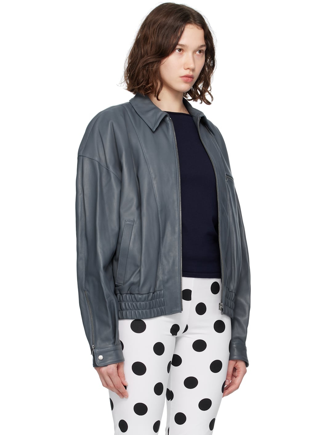 Blue Lora Leather Jacket - 2