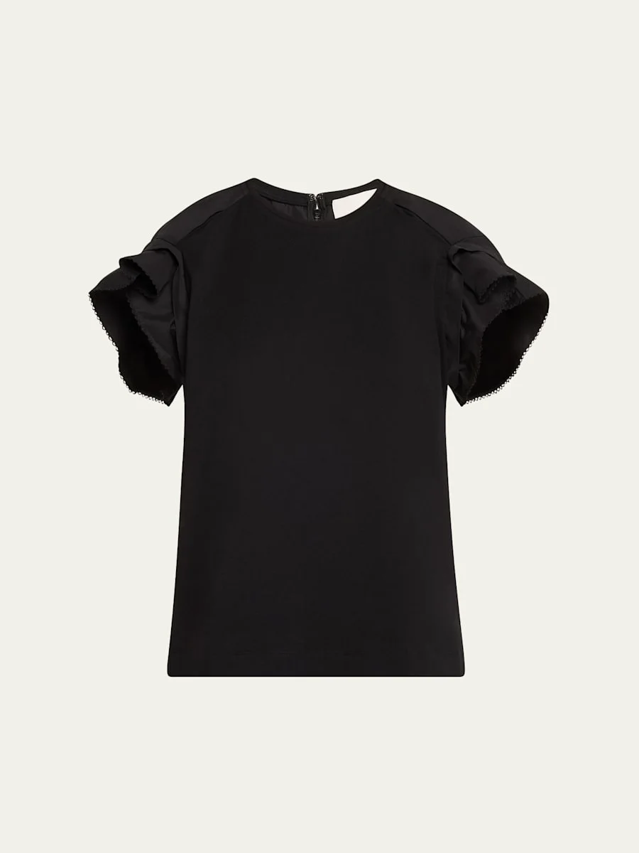 Draped-Sleeve Combo T-Shirt - 1