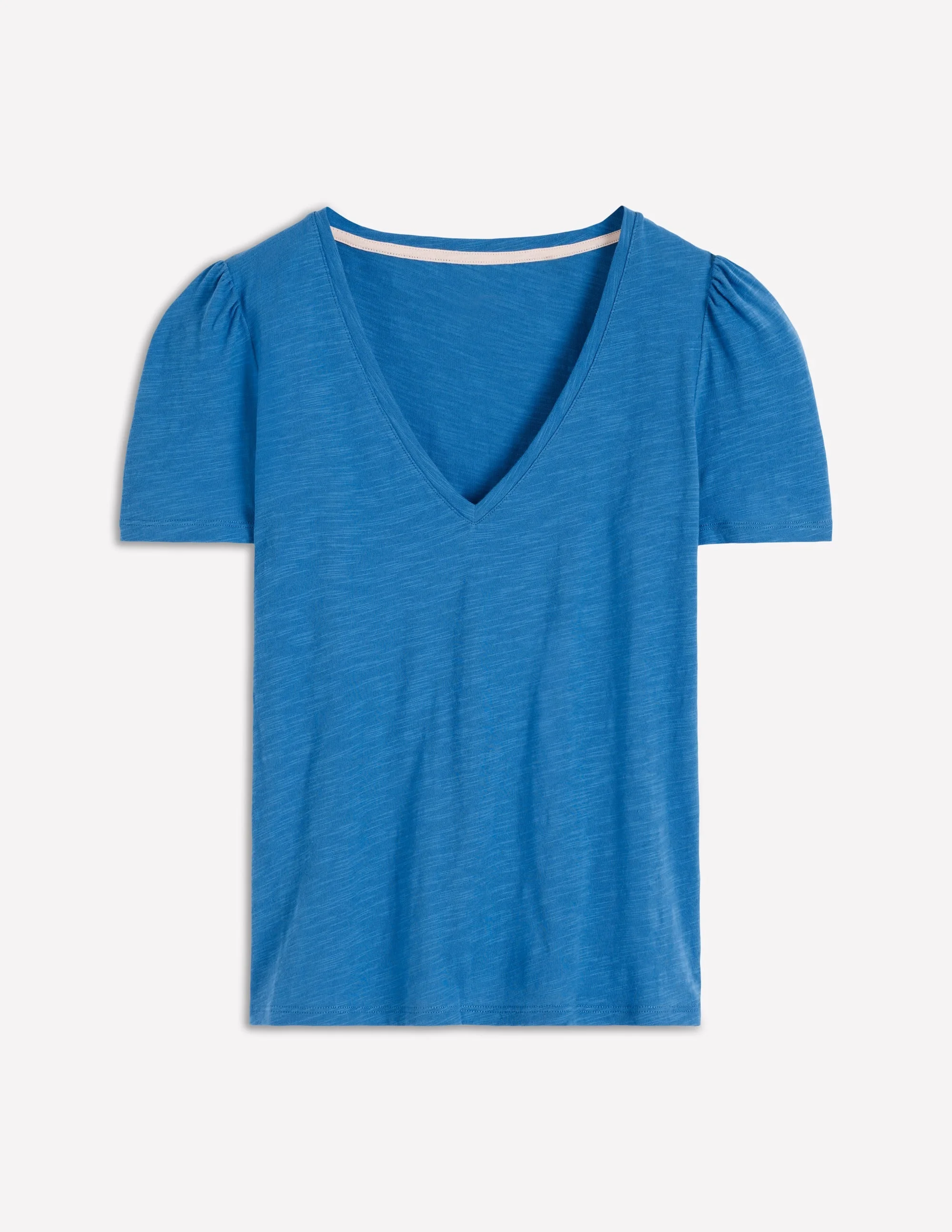 Sophie V-Neck Slub T-shirt-Vallarta Blue - 1