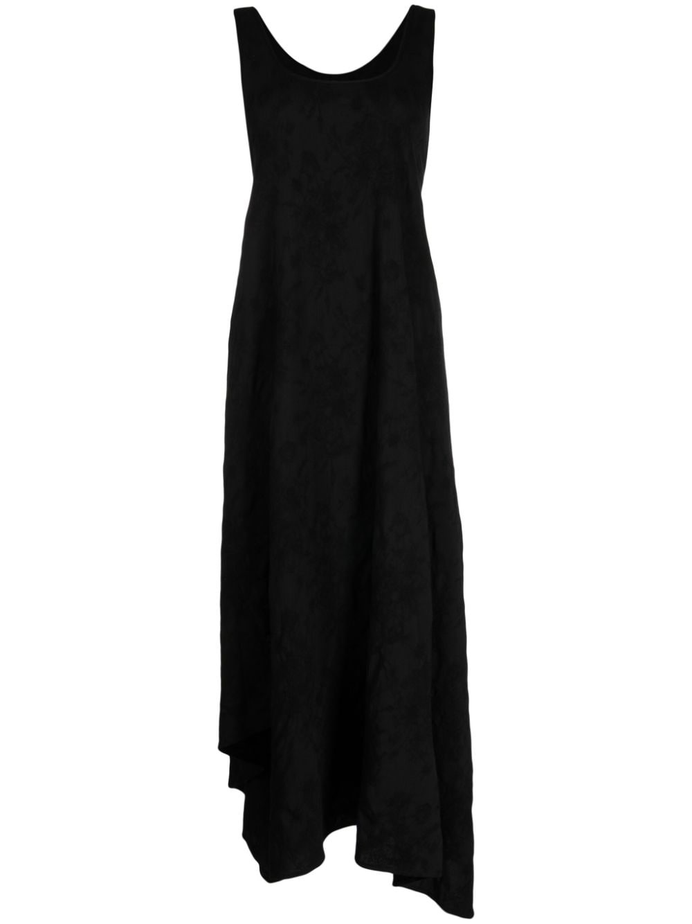 asymmetric scoop-neck midi dress - 1