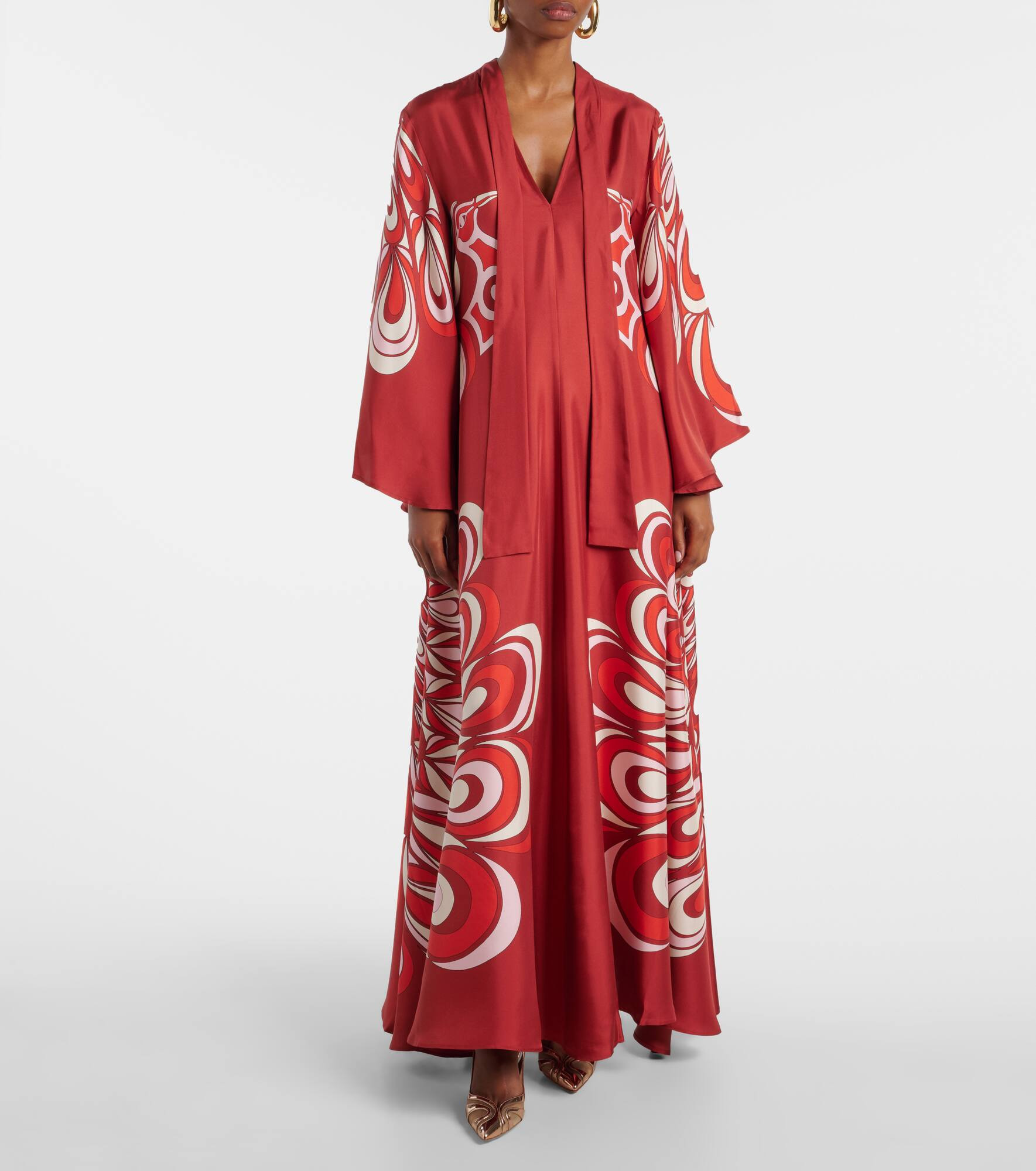 Magnifico printed silk twill maxi dress - 7