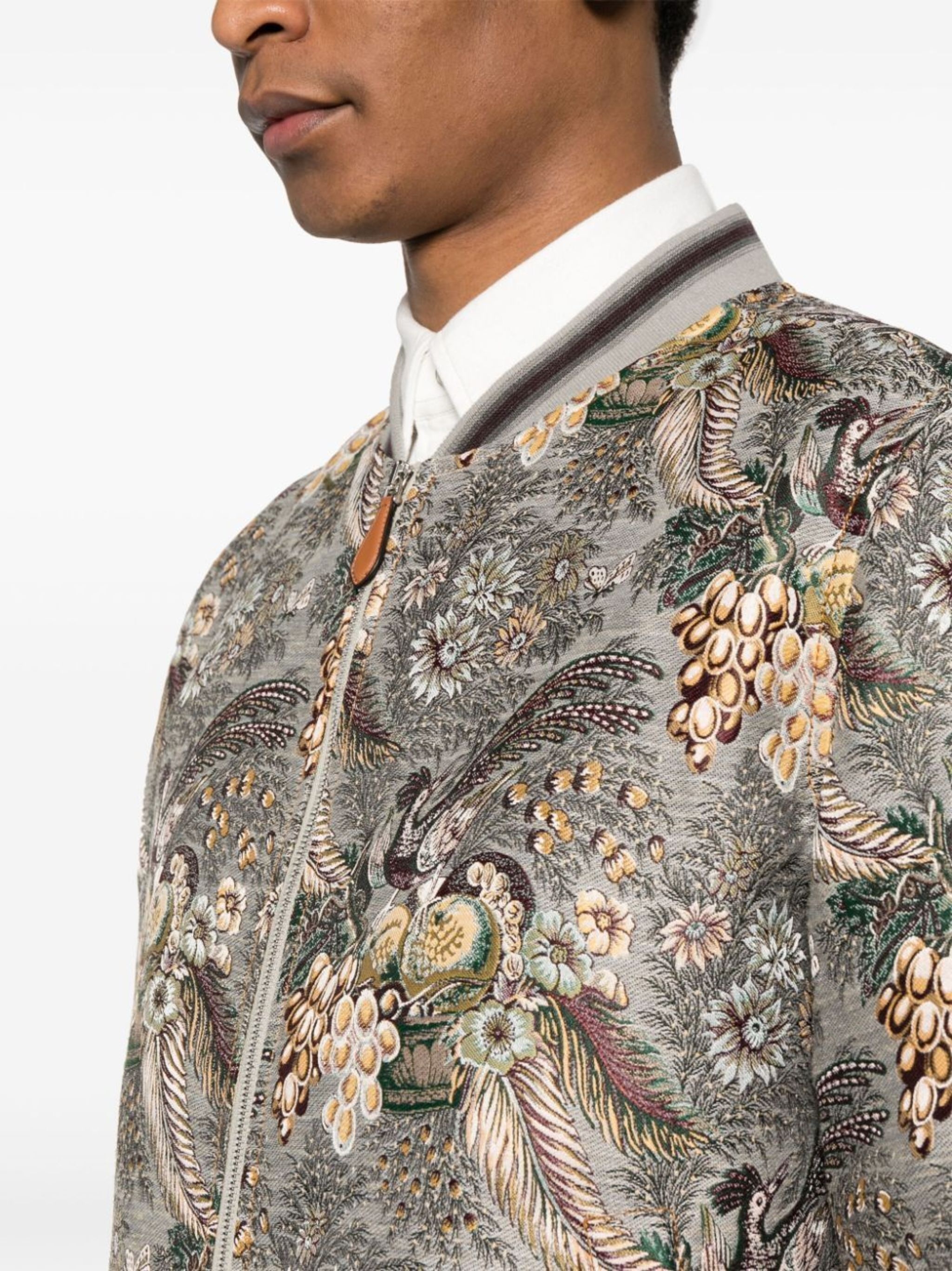 patterned-jacquard bomber jacket - 5