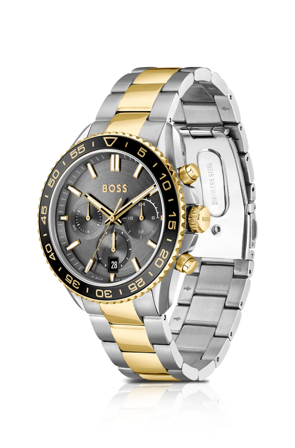 TWO-TONE LINK-BRACELET CHRONOGRAPH WATCH WITH GRAY DIAL - 2