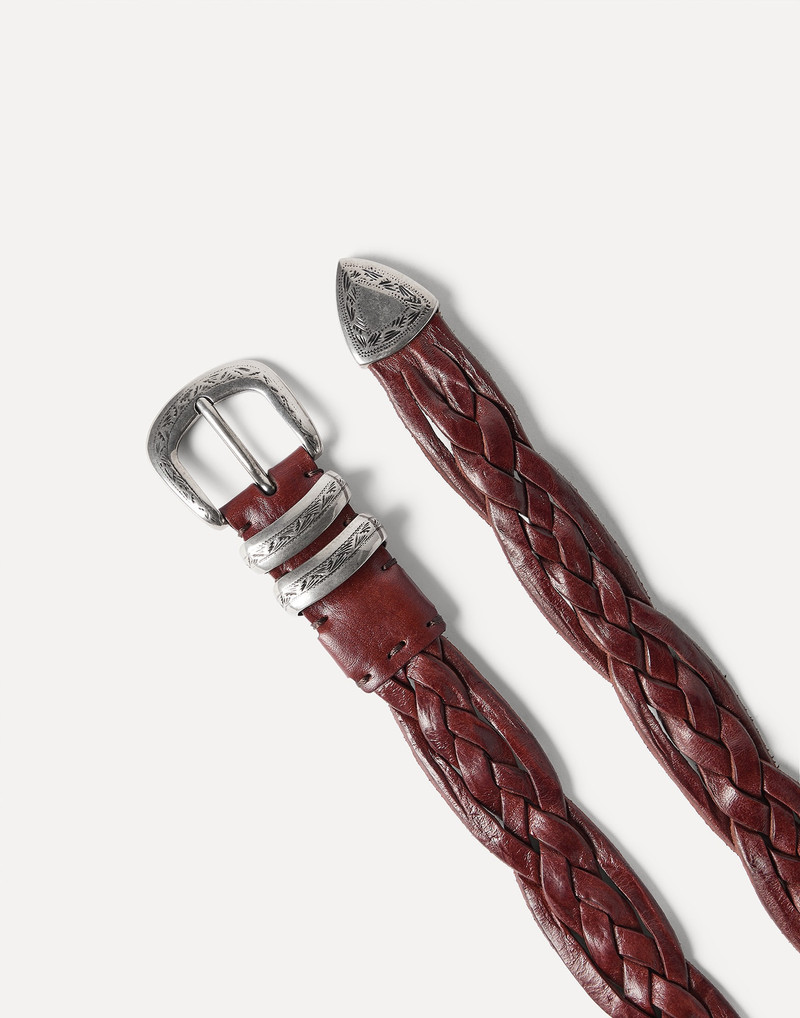 Brunello Cucinelli Braided calfskin belt with detailed buckle and tip outlook