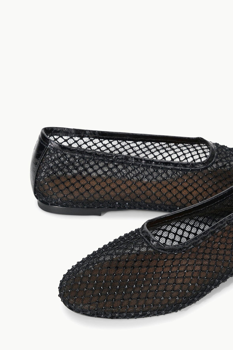 STAUD ALBA BALLET FLAT BLACK CRYSTAL MESH 6