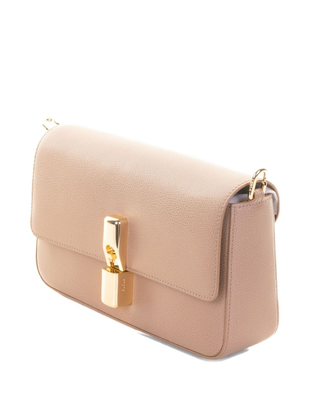 lock-detail leather shoulder bag - 3