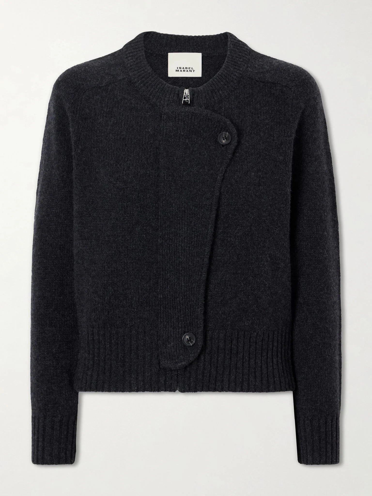 Murielle wool and cashmere-blend zip-up cardigan Gray - 1