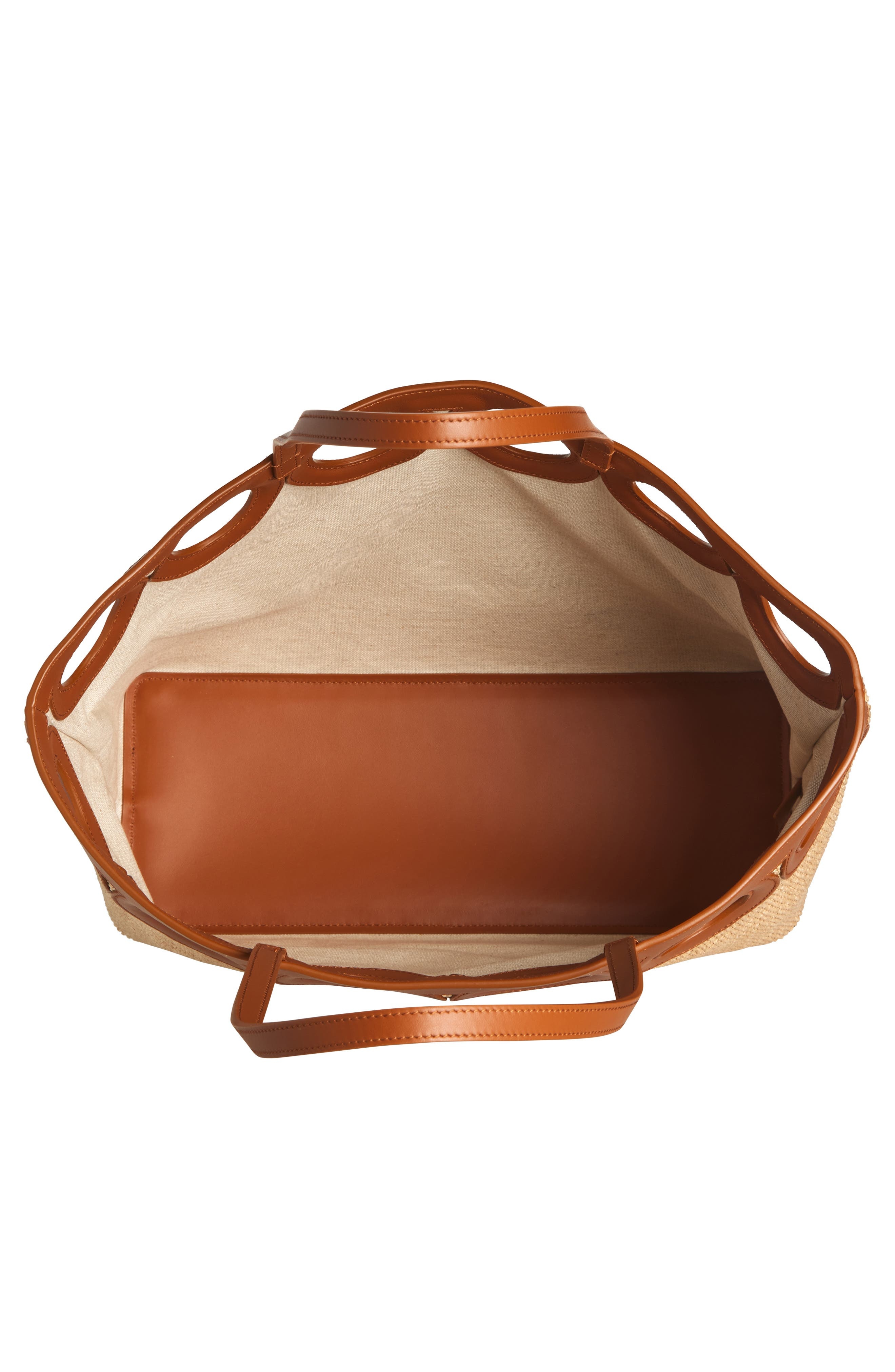 FERRAGAMO Medium Gancini Frame Perforated Raffia & Leather Tote in Naturale/Resort at Nordstrom - 5