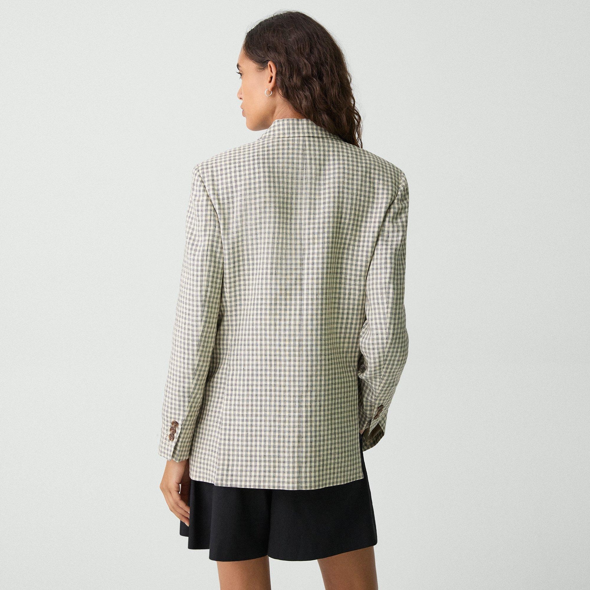 Relaxed Blazer in Checked Linen-Blend - 4