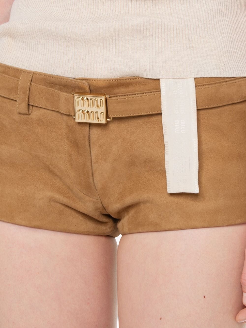 belted suede shorts - 5