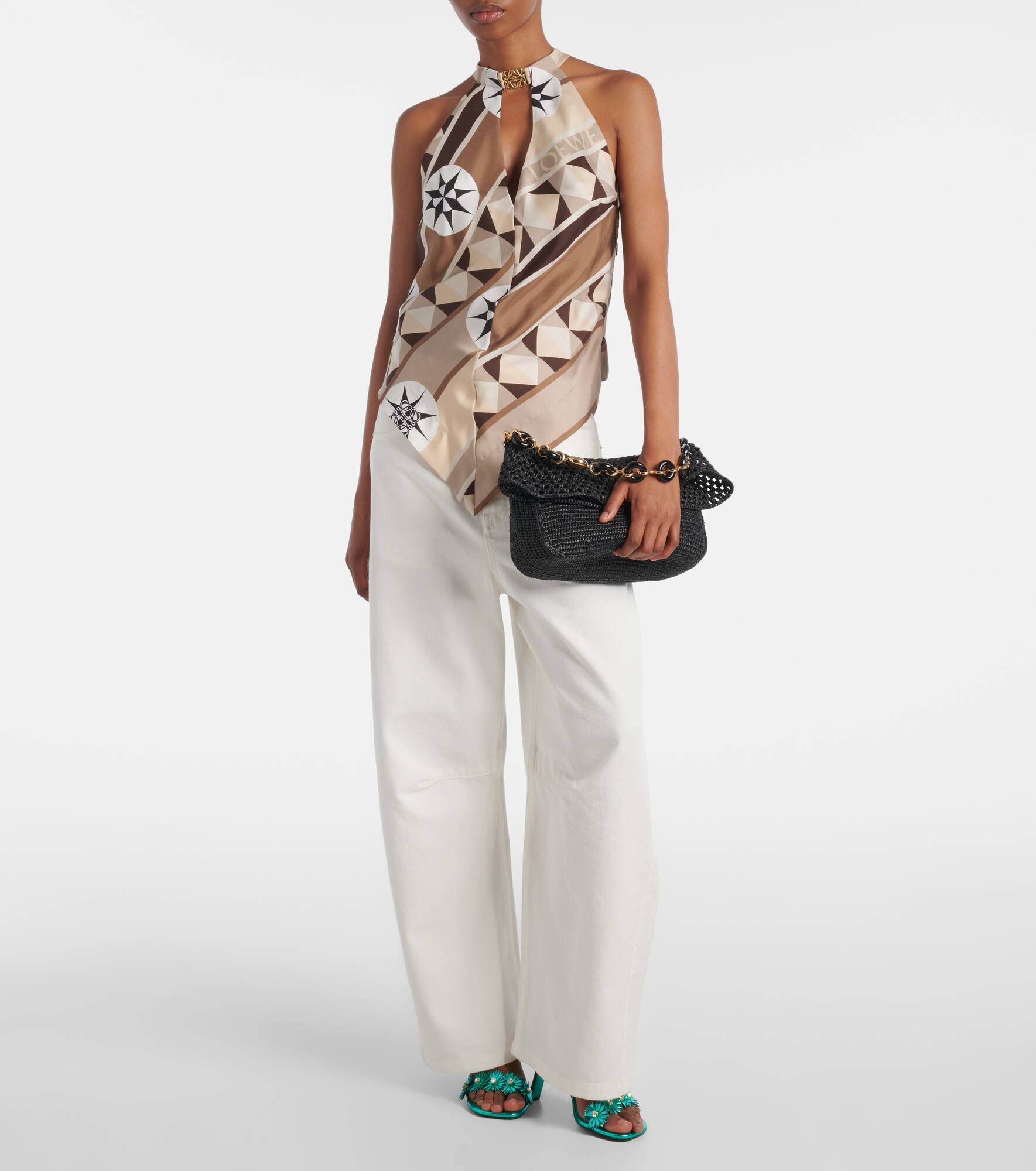 Paula's Ibiza Anagram printed silk top - 2
