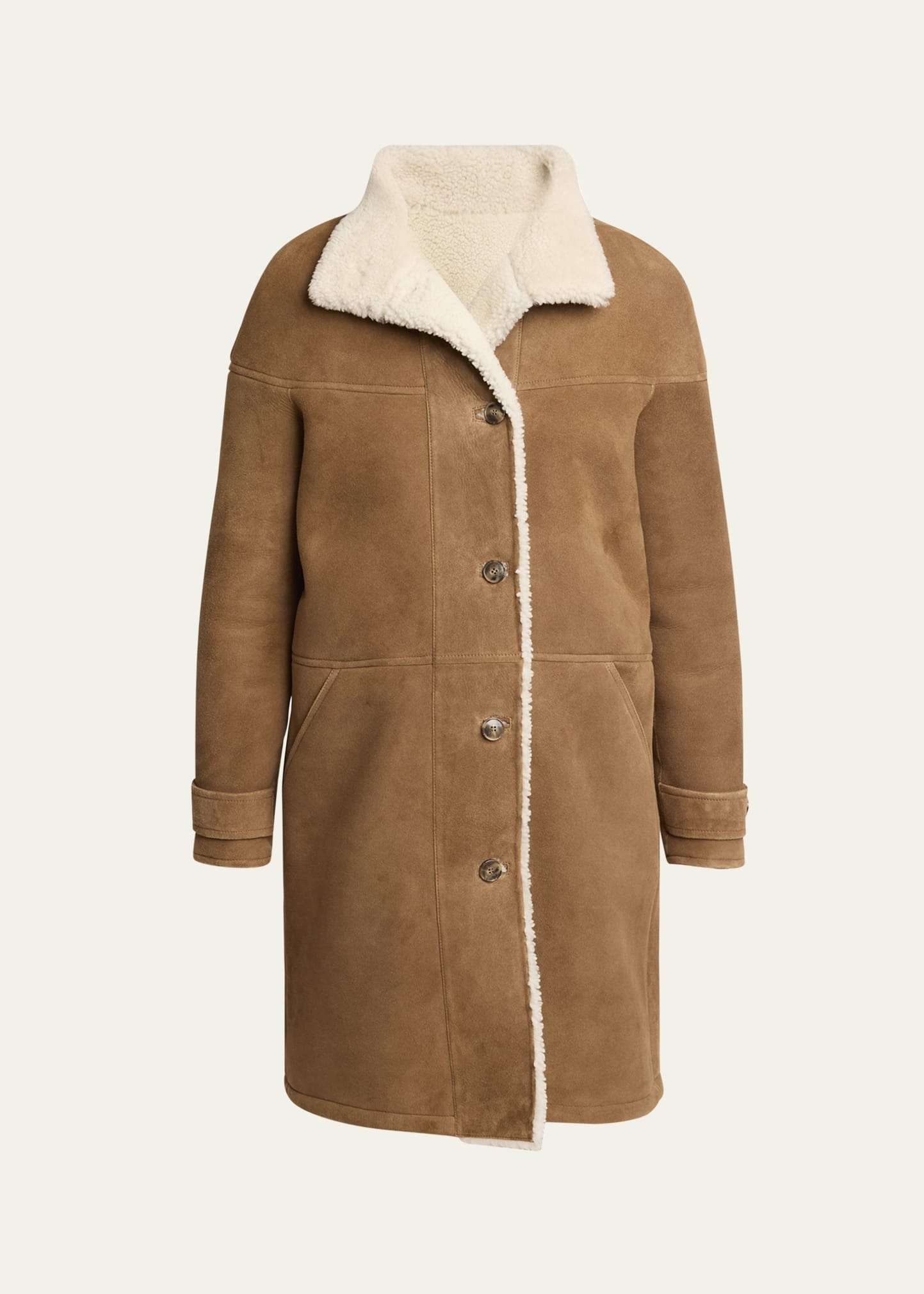 Paneled Shearling Coat - 1