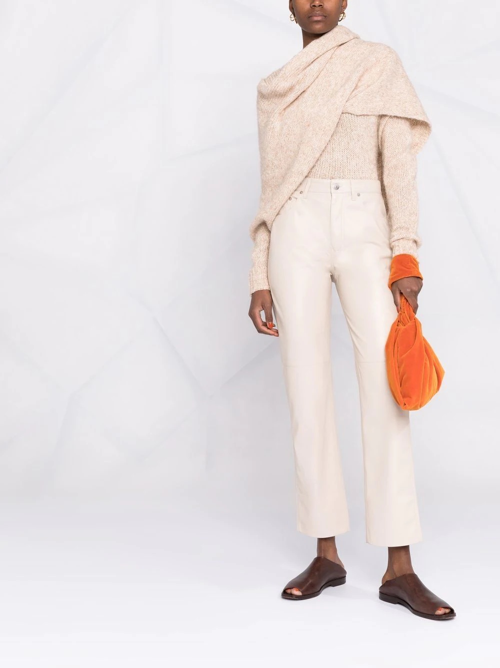 faux-leather straight leg trousers - 2