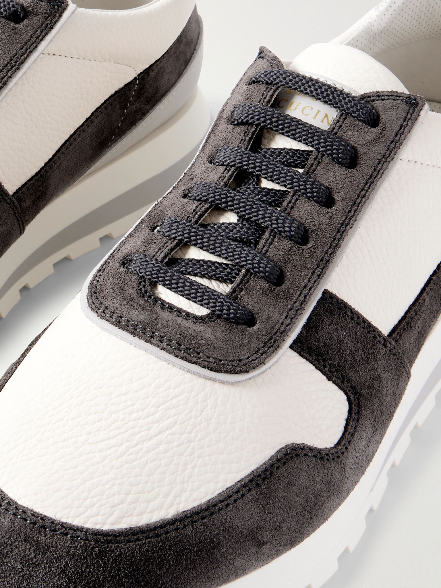 Olimpo Full-Grain Leather and Suede Sneakers Gray - 5