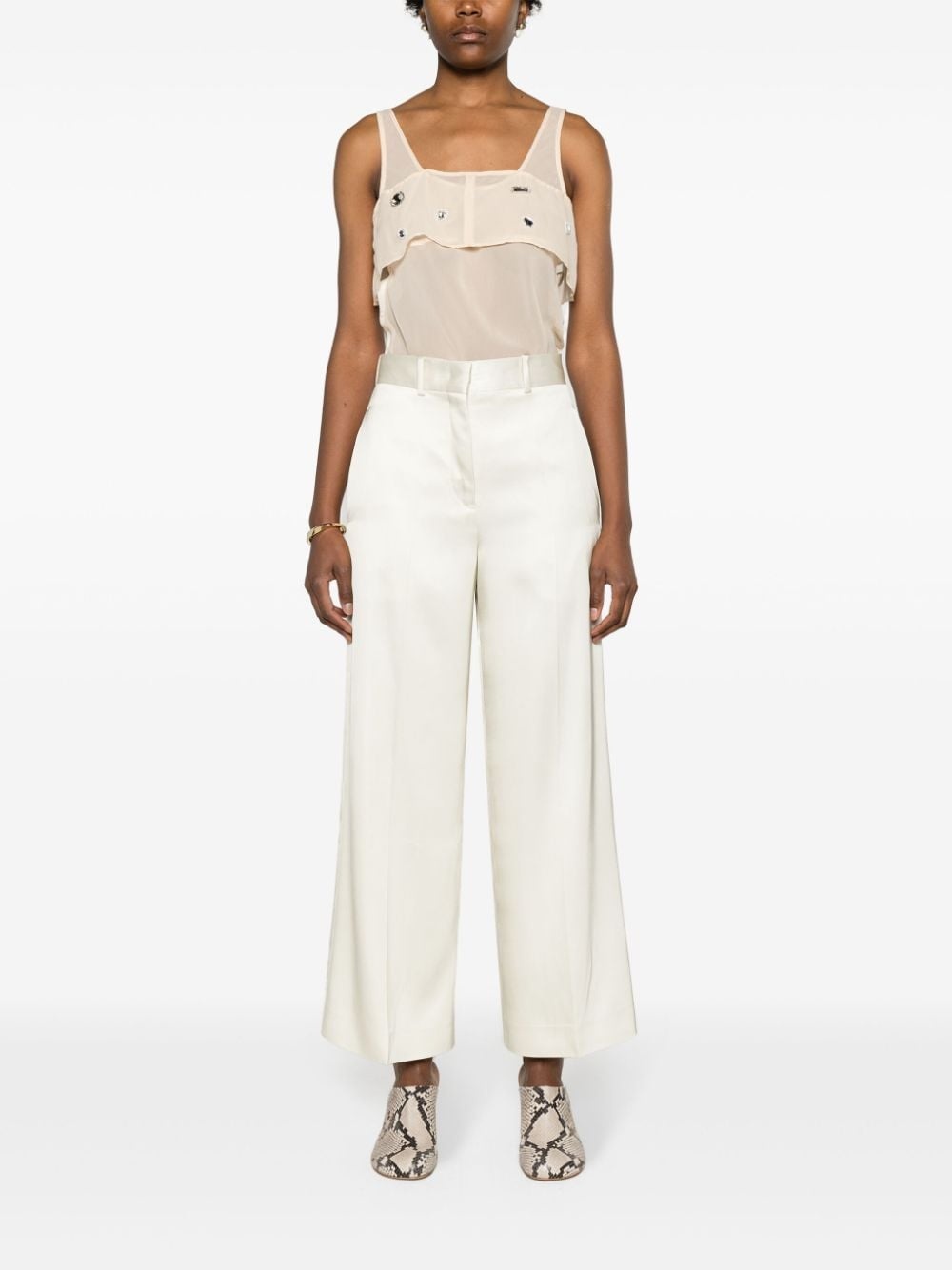 crystal-embellished sheer tank top - 3