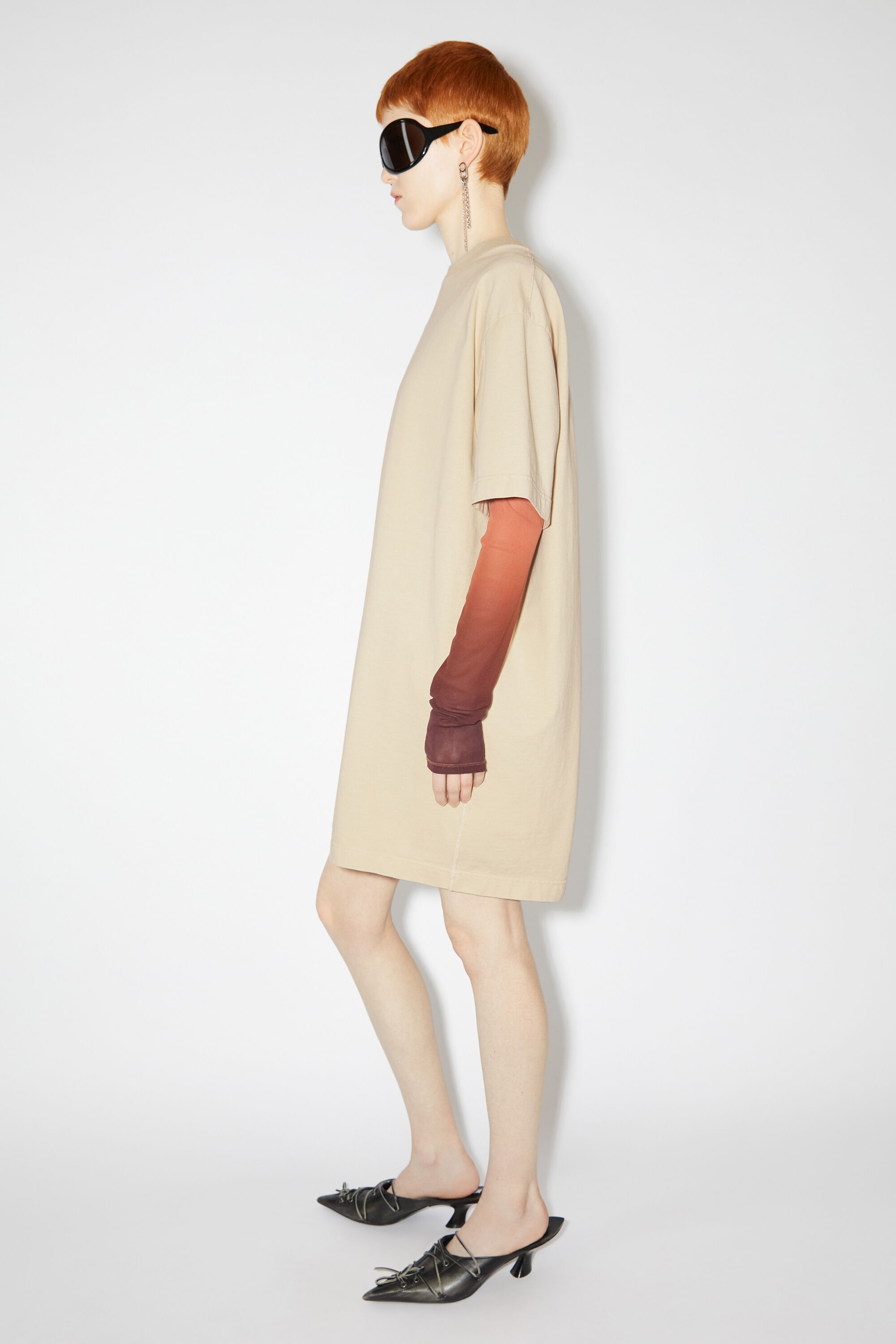 Logo t-shirt dress - Champagne beige - 4