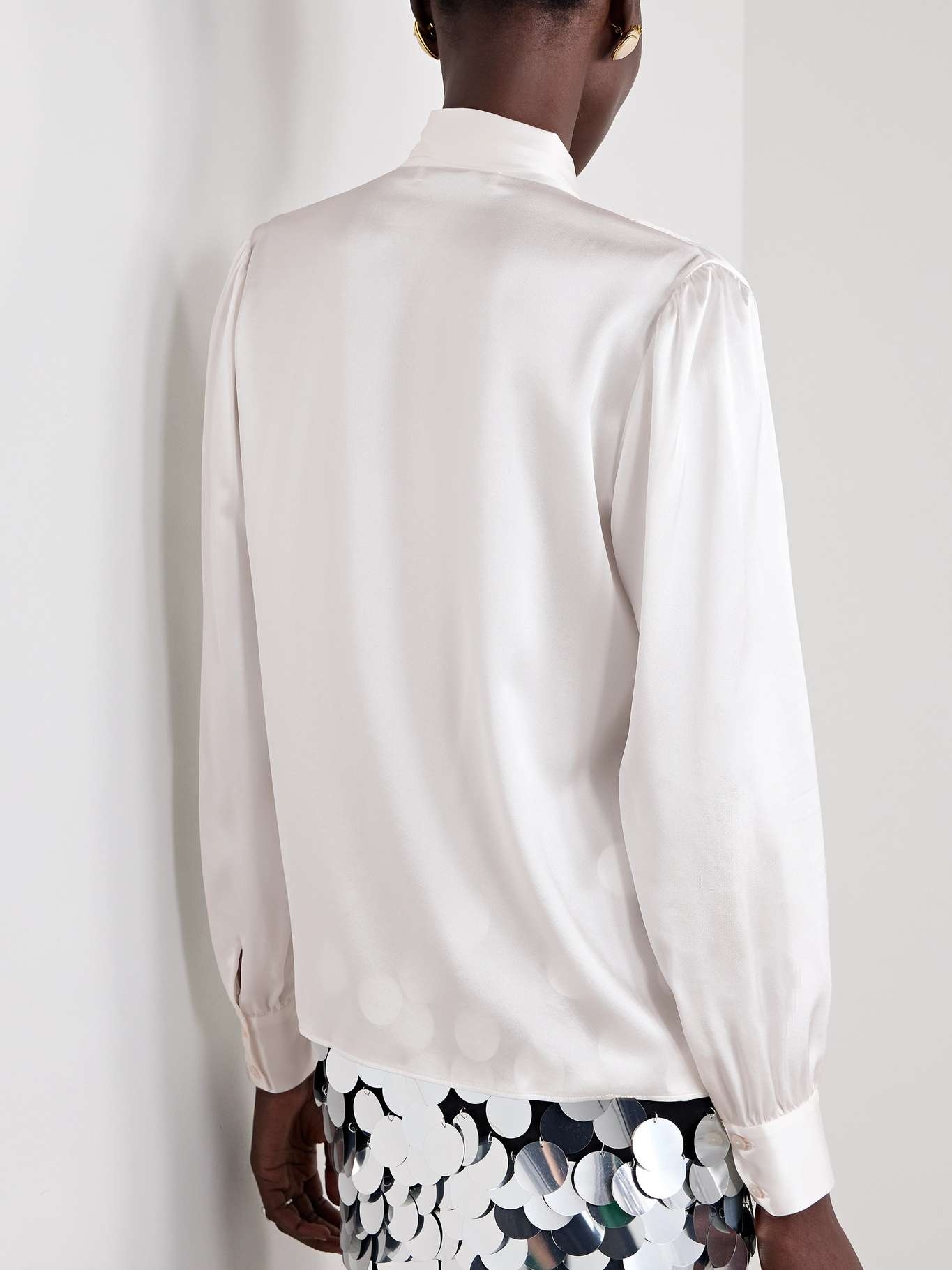Pussy-bow silk-satin shirt - 4