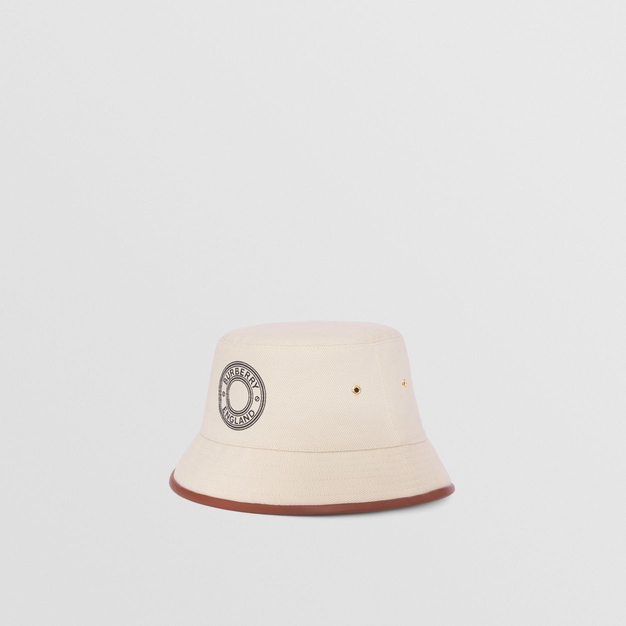 Leather Trim Logo Graphic Cotton Bucket Hat - 11