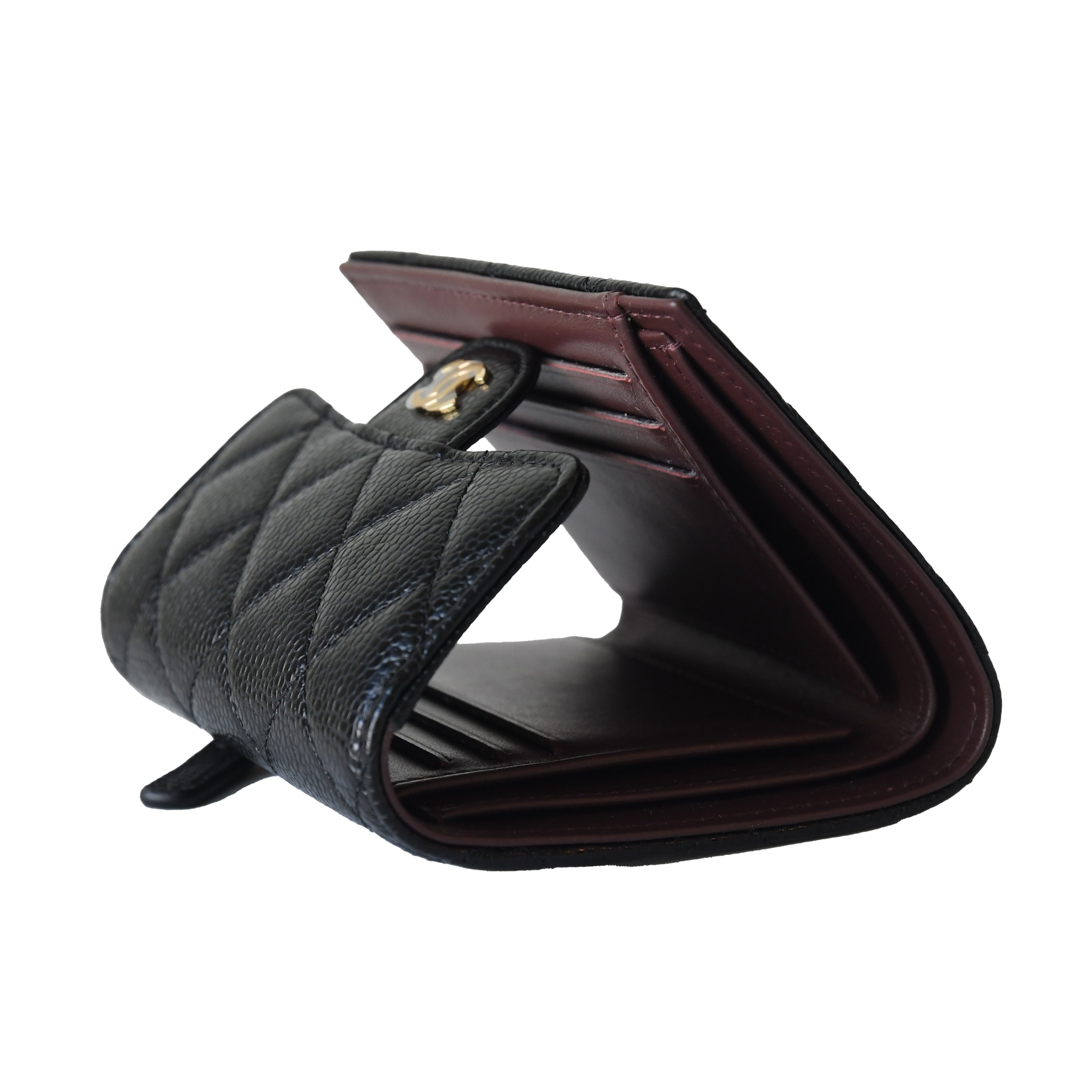 Chanel CC Caviar Quilted Trifold Compact Flap Wallet Black - 4