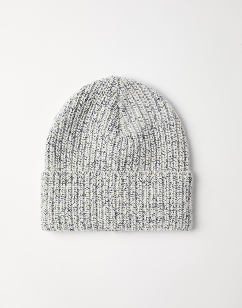 Cashmere chiné rib knit beanie 1