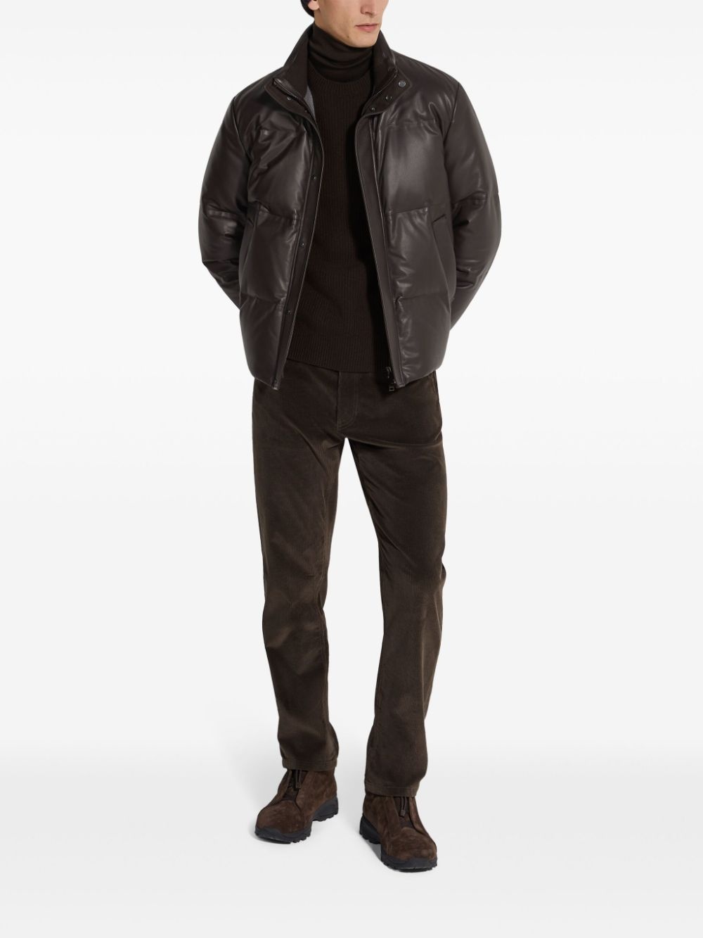 leather padded jacket - 2