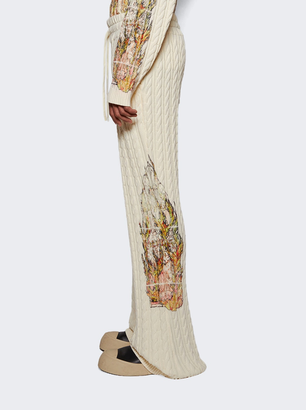 Flame Glass Cable Knit Lounge Pants Cream - 3