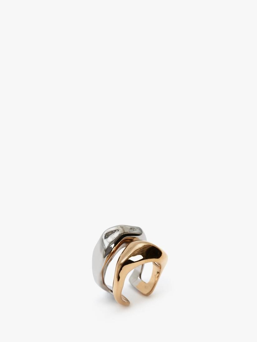 Sculpted Cut Out Ring in Antique Gold - 2