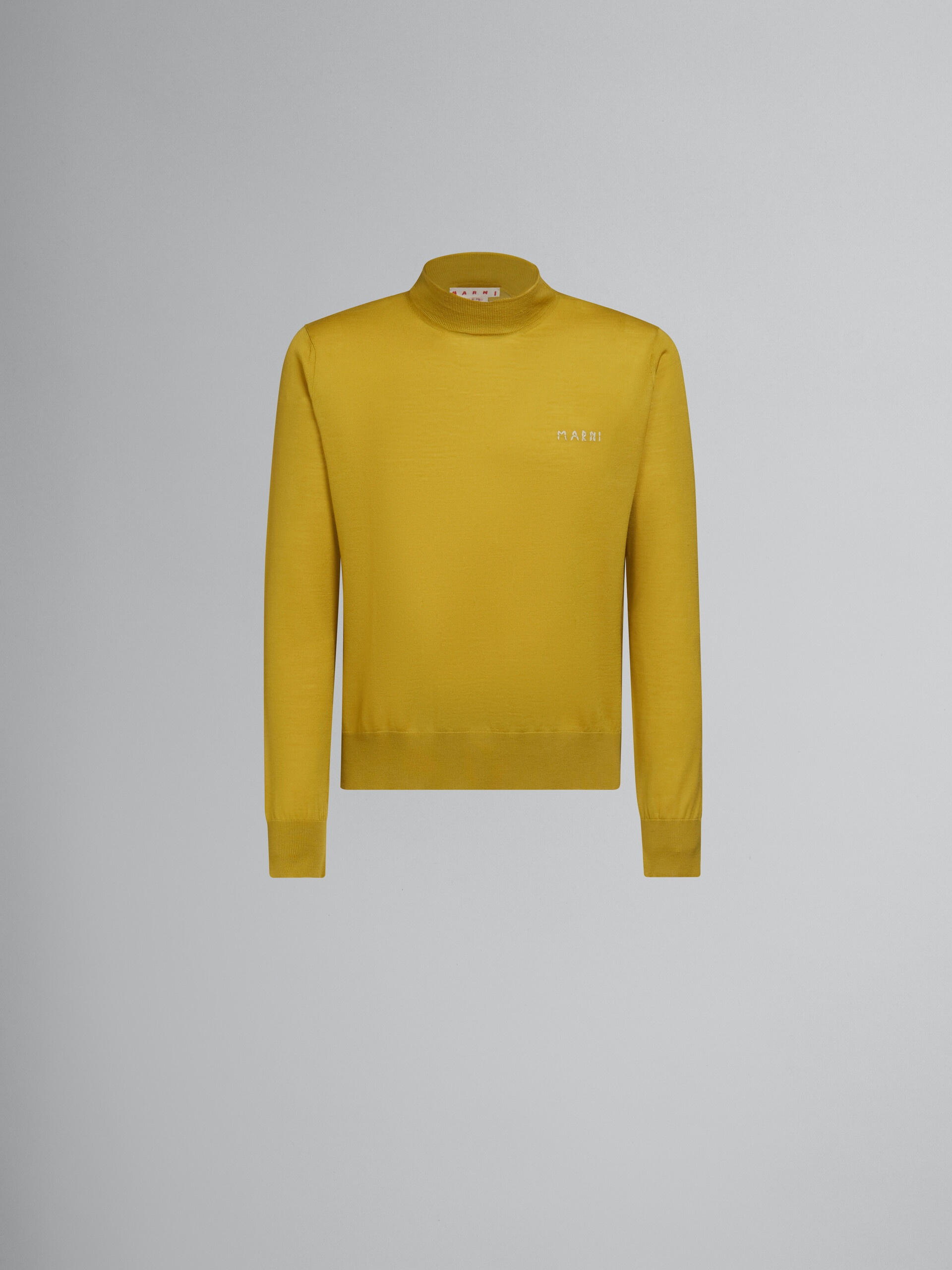 LIME GREEN VIRGIN WOOL JUMPER WITH EMBROIDERY - 1