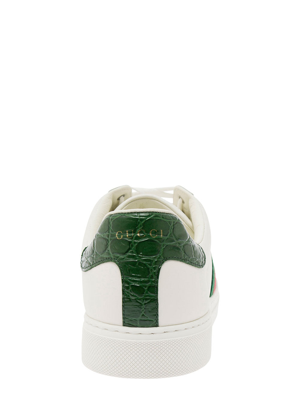 Gucci Men 'Ace' White Low Top Sneakers With Web Details In Leather Man - 4