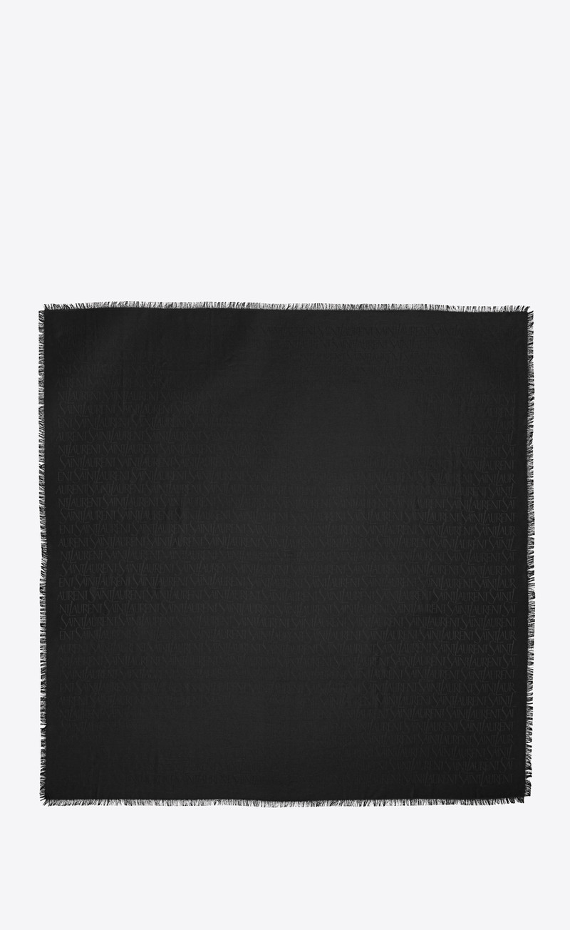 SAINT LAURENT monogram large square scarf in silk and wool jacquard outlook