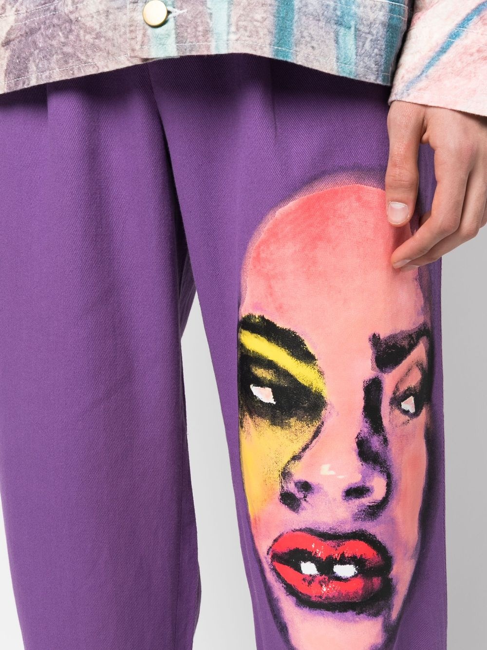 graphic-print corduroy cotton trousers - 5