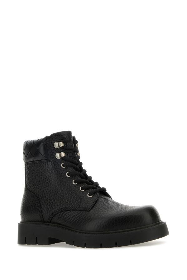 Bottega Veneta Man Black Leather Haddock Ankle Boots - 2