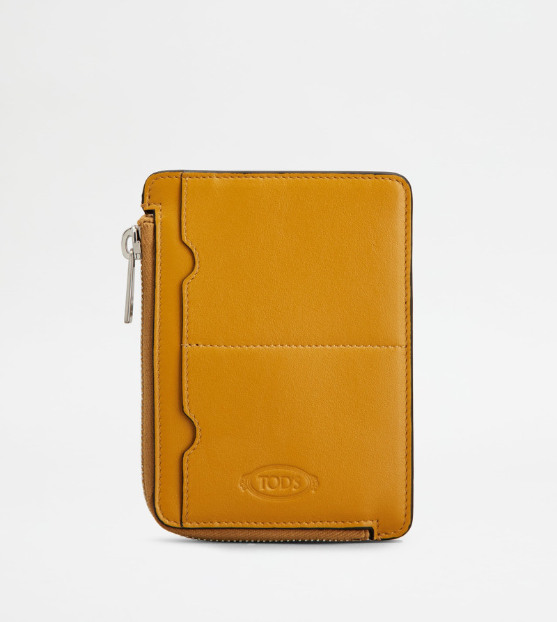 POUCH IN LEATHER SMALL - YELLOW 1