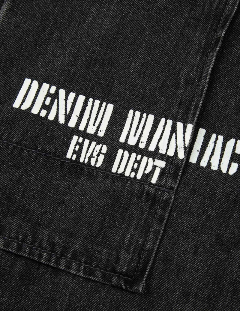 KAMON PRINT AND LOGO EMBROIDERY LOOSE FIT DENIM SHIRT 8