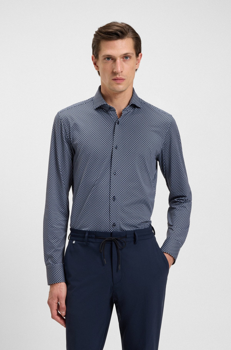 PRINTED SLIM-FIT SHIRT IN ITALIAN-MADE PERFORMANCE-STRETCH JERSEY 2