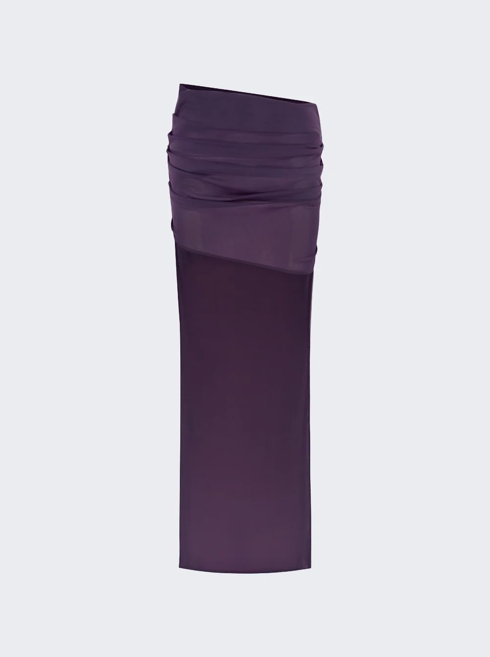 Asymmetrical Tucked Mini Skirt In Power Mesh Grape - 1