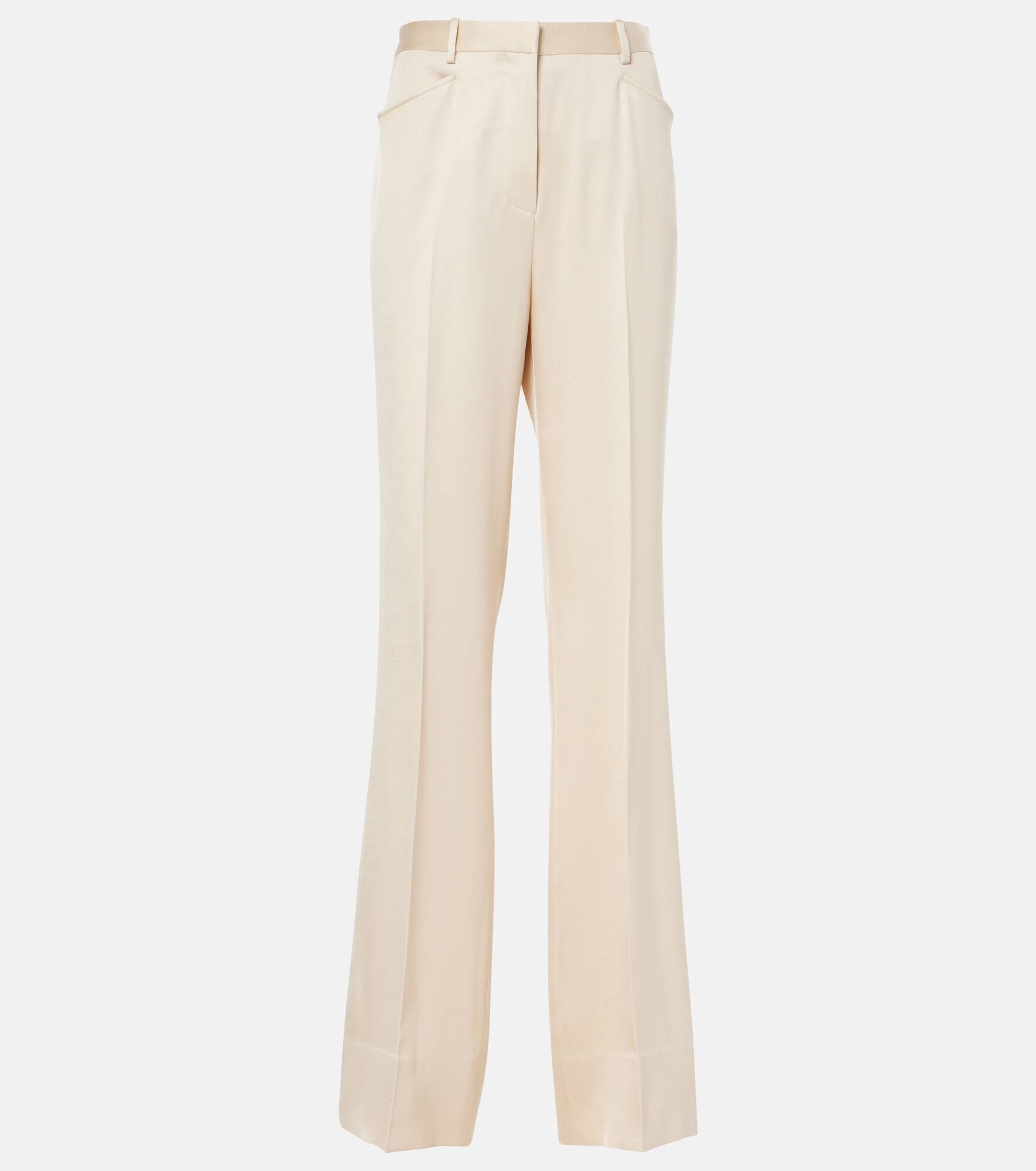 Silk and wool twill bootcut pants - 1