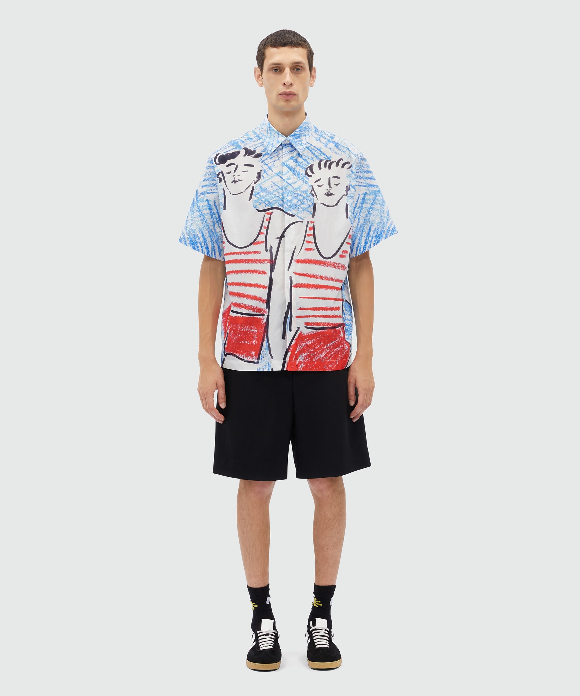 Poplin shirt with MSGM "Two sailors" graphics - 2