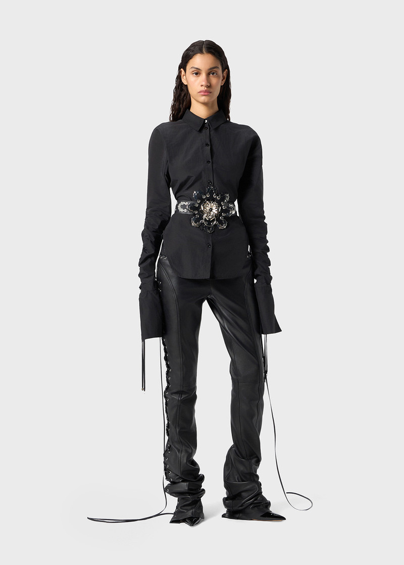 Blumarine LEATHER PANTS WITH CRISSCROSSED LACES outlook