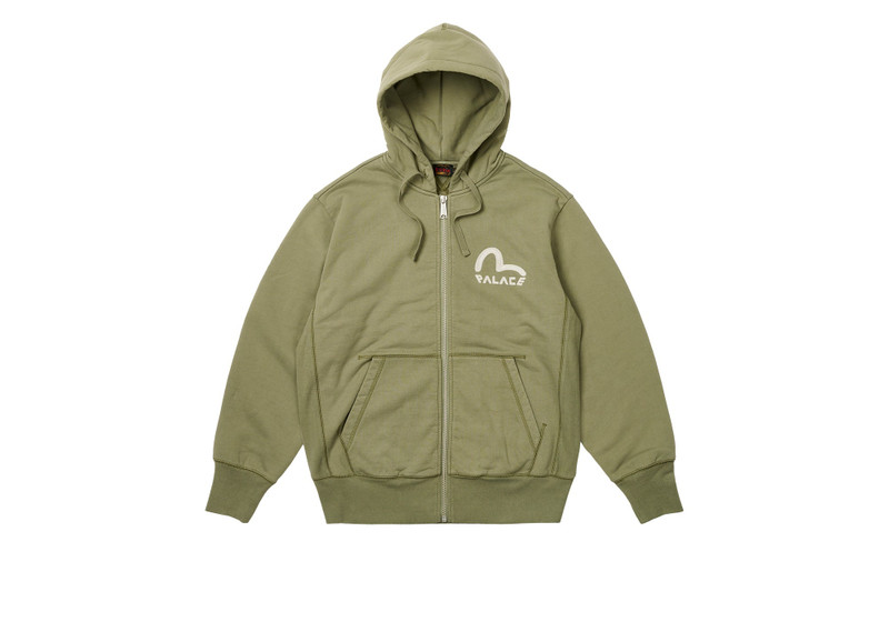 PALACE EVISU ZIP HOOD OLIVE - 1