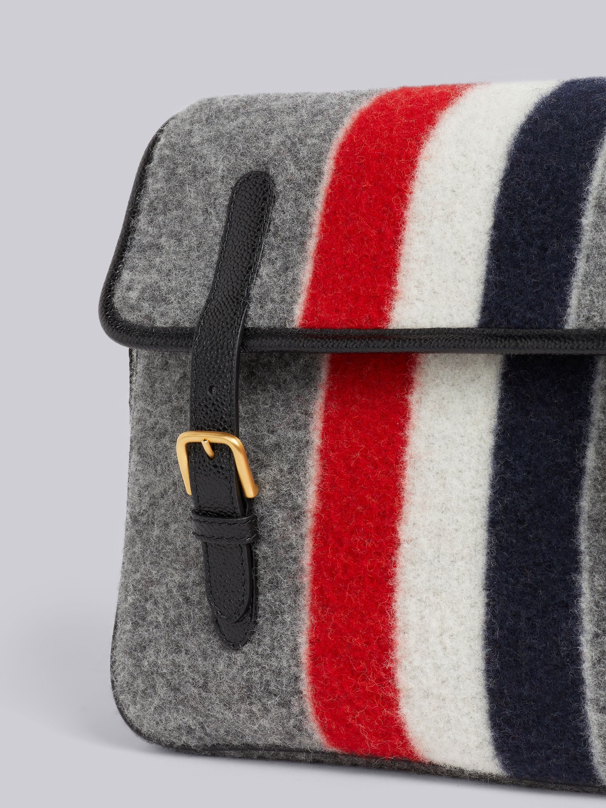 Medium Grey Boiled Wool Stripe Hunting Messenger Bag - 2
