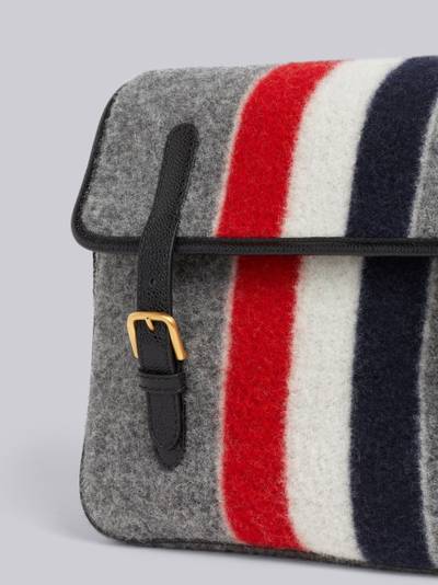 Thom Browne Medium Grey Boiled Wool Stripe Hunting Messenger Bag outlook