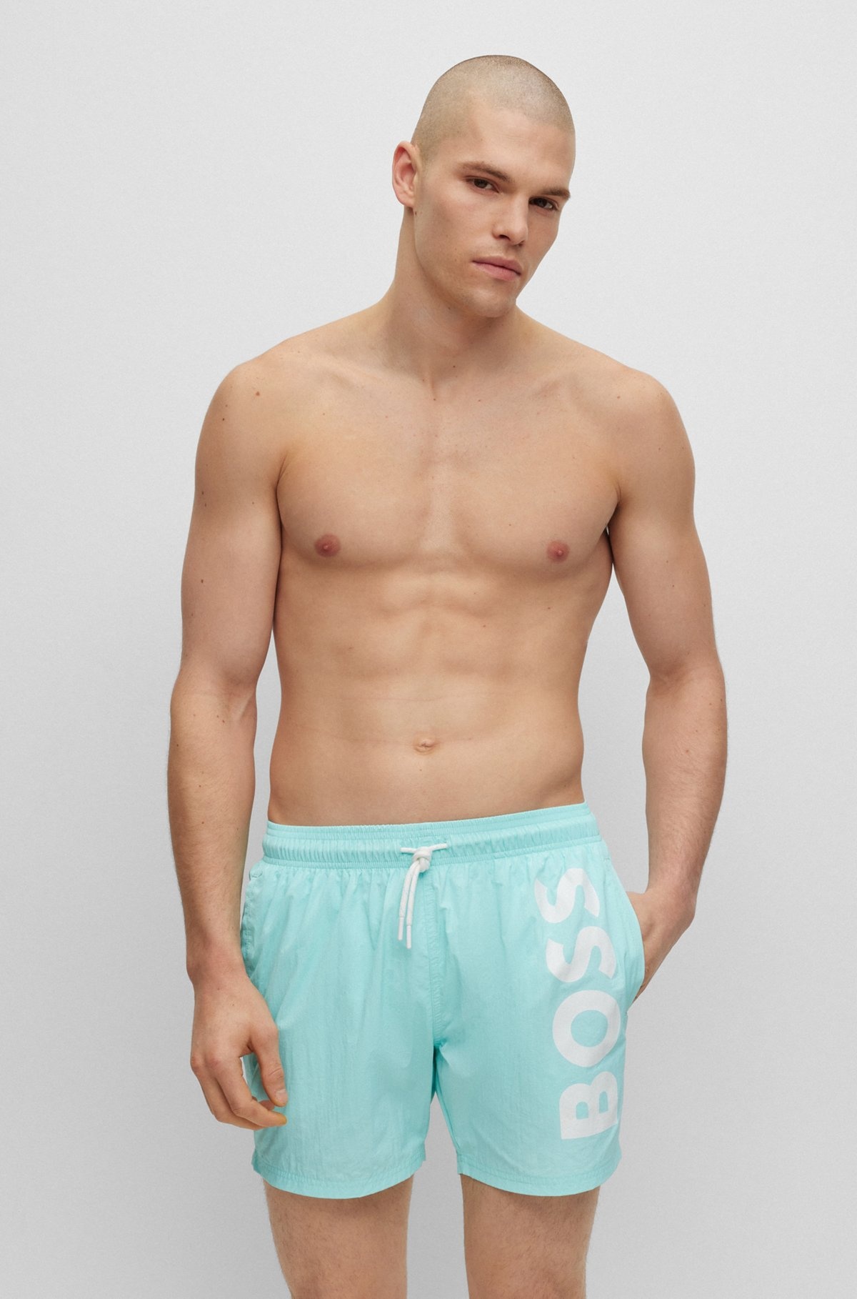QUICK-DRY SWIM SHORTS WITH LARGE LOGO PRINT - 2